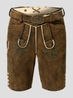 Traditional Fit Lederhosen Men in Deep Earth Front