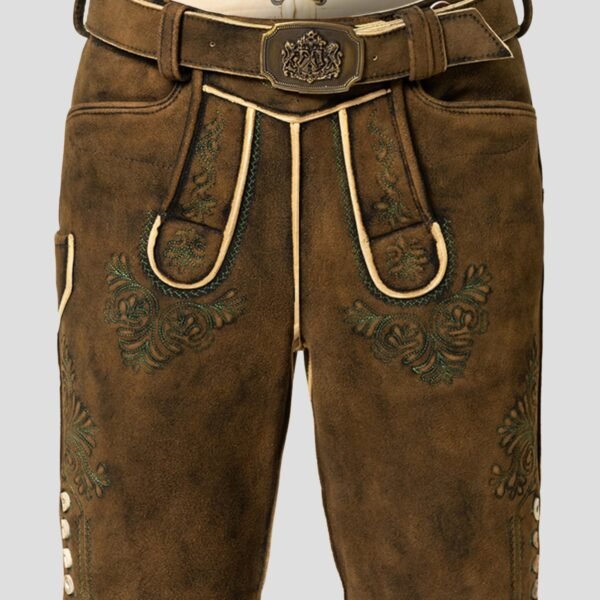 Traditional Fit Lederhosen Men in Deep Earth Front