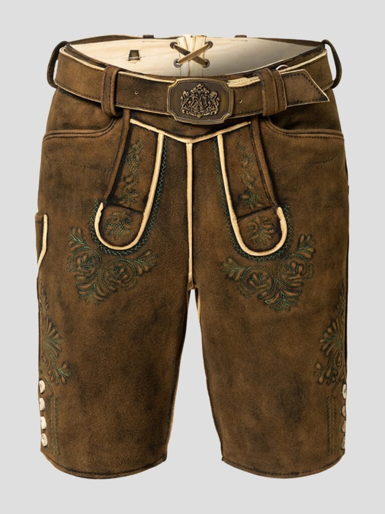 Traditional Fit Lederhosen Men in Deep Earth Front