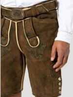 Traditional Fit Lederhosen Men in Deep Earth Side