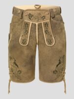 Frontier Deerskin Lederhosen in Coyote Brown Front