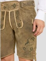 Frontier Deerskin Lederhosen in Coyote Brown Side